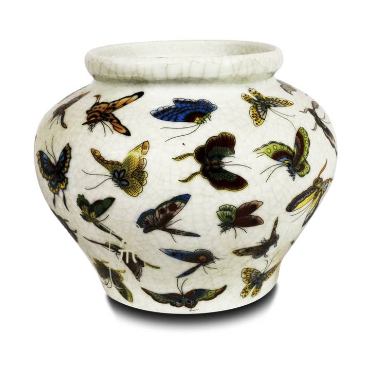 little vase butterfly clrd for wholesale by Asian Mix Interior
