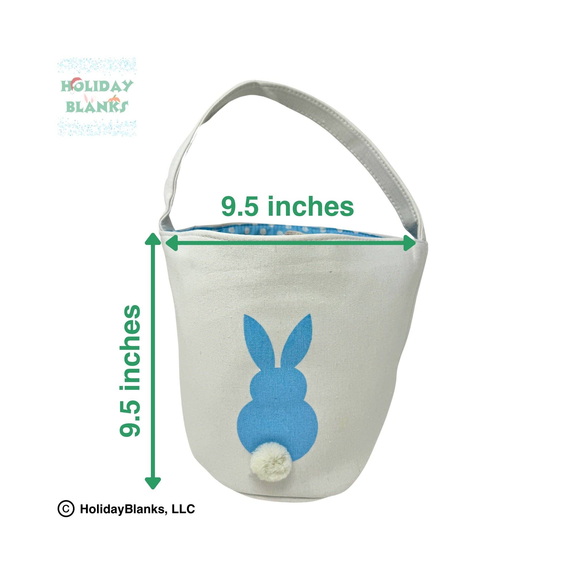 Holiday Blanks - Vente Panier – enfant et bébé - Seau de Pâques brodé blanc avec lapin imprimé, fu2