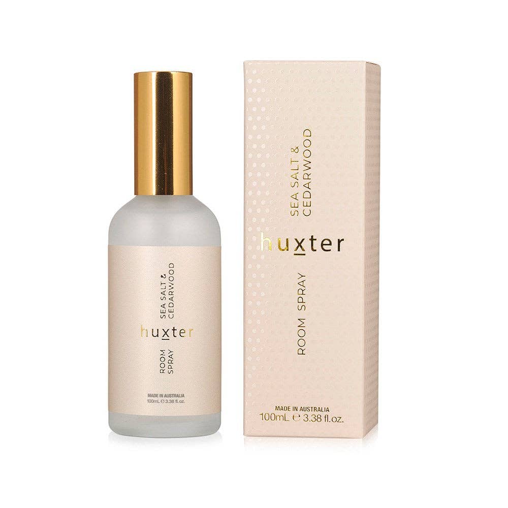 Huxter - Vendita all'ingrosso Spray per tessuti e ambienti - Spray per ambiente da 100 ml in confezione - Sale marino e legno di cedro - Profumo neutro