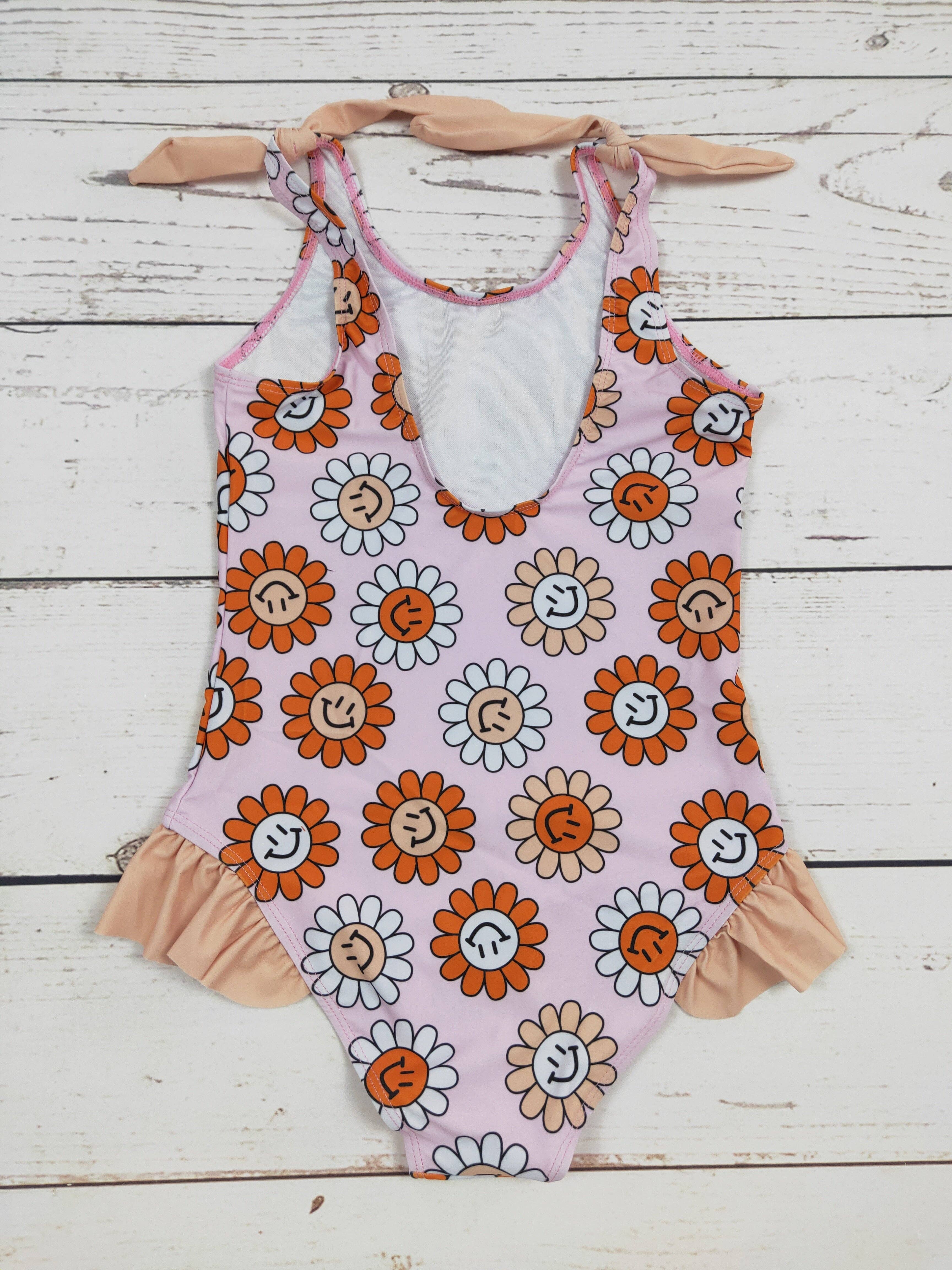 sassy kids palace - Wholesale One Piece Swimsuit - Kids - Sun Flower Printed One Piece Girls Summer Swimwear1