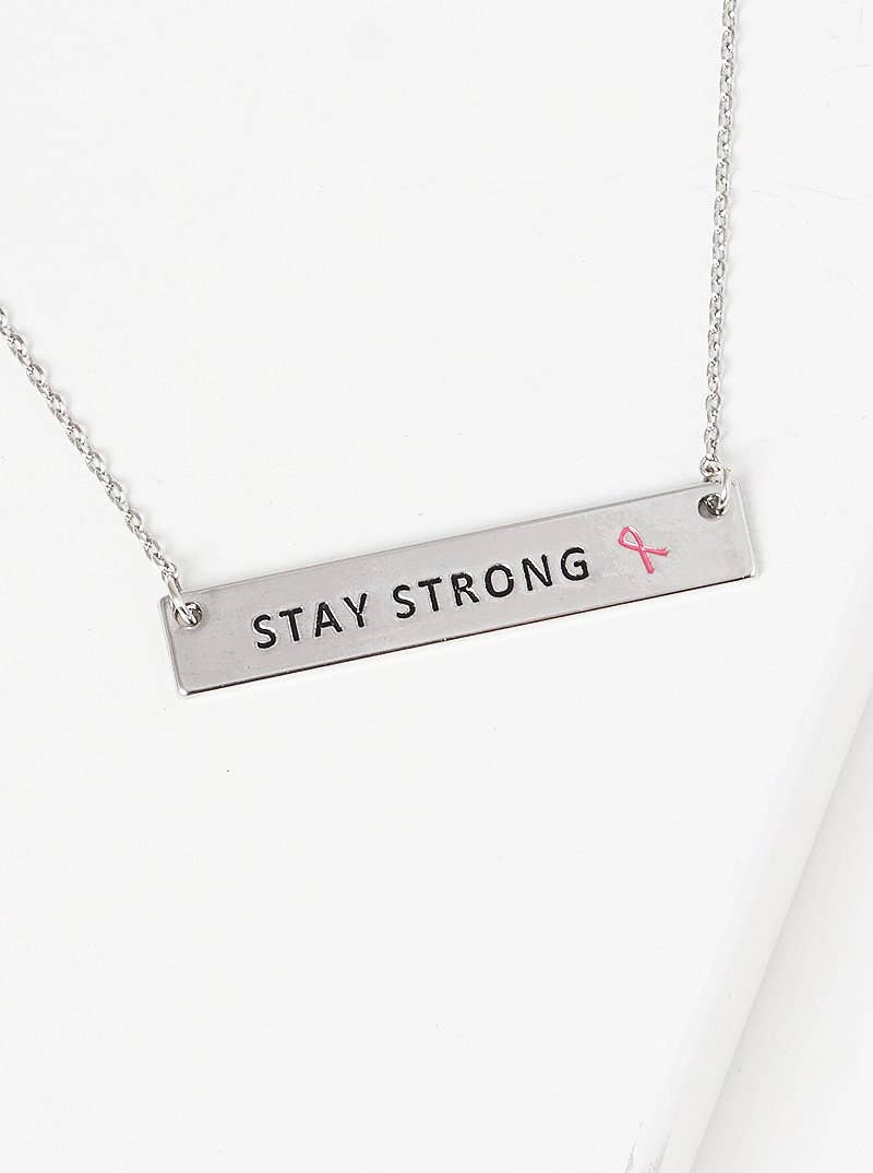 OHBOOBA DESIGN – Engroshandel Halskæde med vedhæng – Brystkræft bevidsthed „STAY STRONG“ halskæde2
