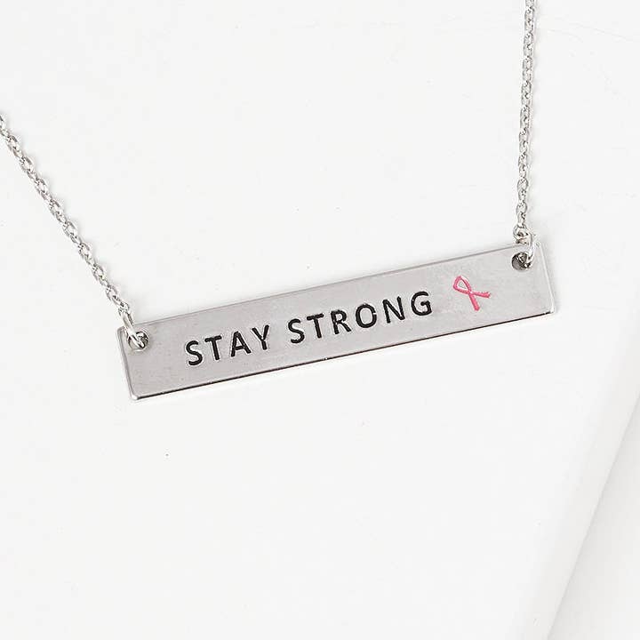 OHBOOBA DESIGN – Engroshandel Halskæde med vedhæng – Brystkræft bevidsthed „STAY STRONG“ halskæde2