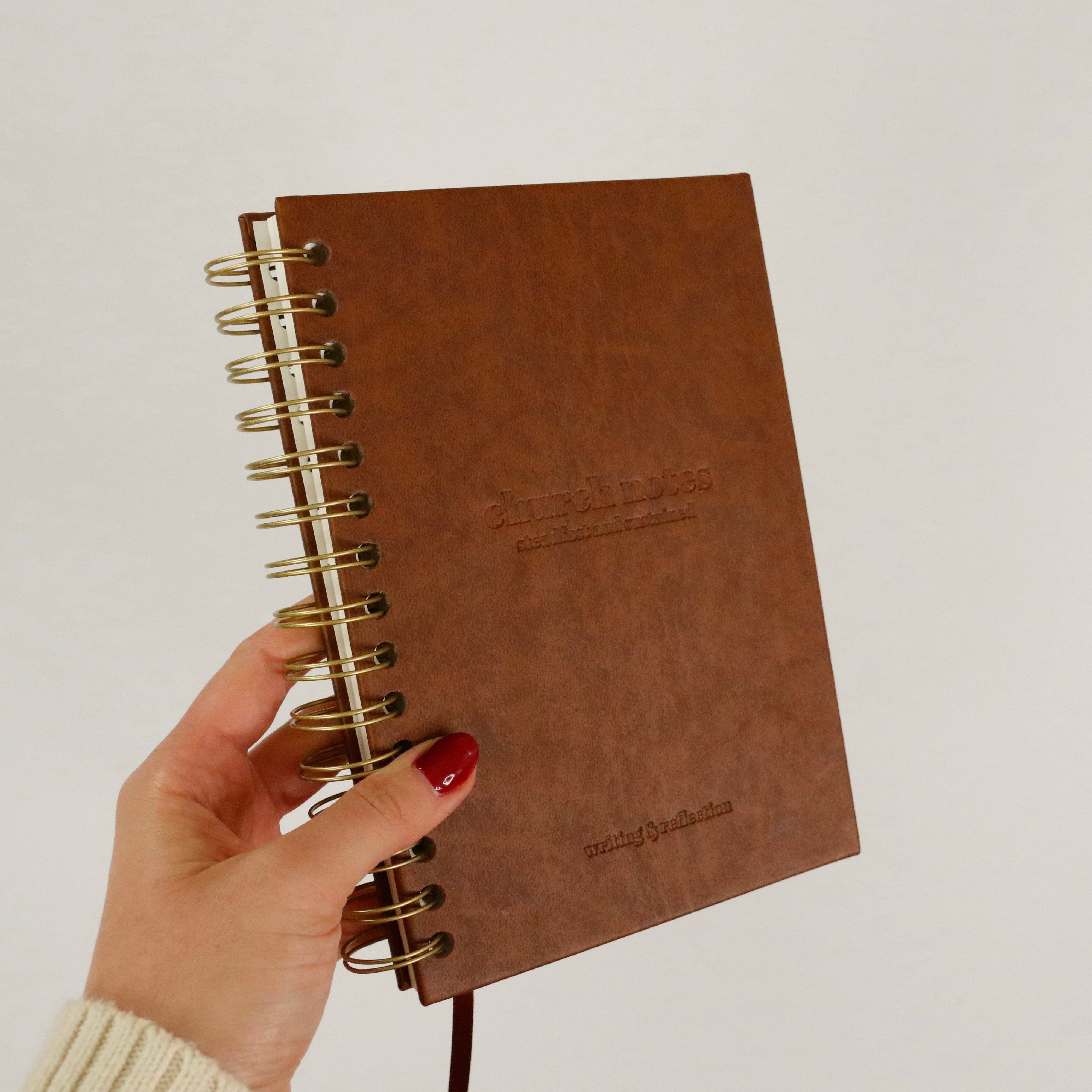 Steadfast and Sustained - Wholesale Journal/Diary - Church Notes Journal - Brown Faux Leather9
