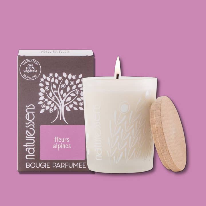 Alpine flowers vegetable wax scented candle ALPES COLLECTION for wholesale by NATURESSENS