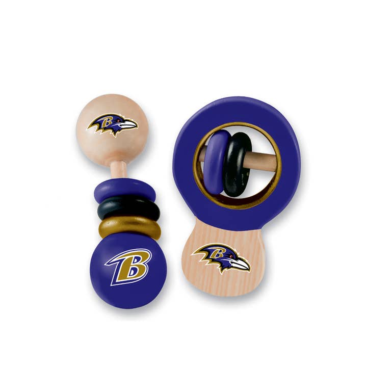 Masterpieces Puzzles - Wholesale Handheld Rattle - Baby - Baltimore Ravens - Baby Rattles 2-Pack