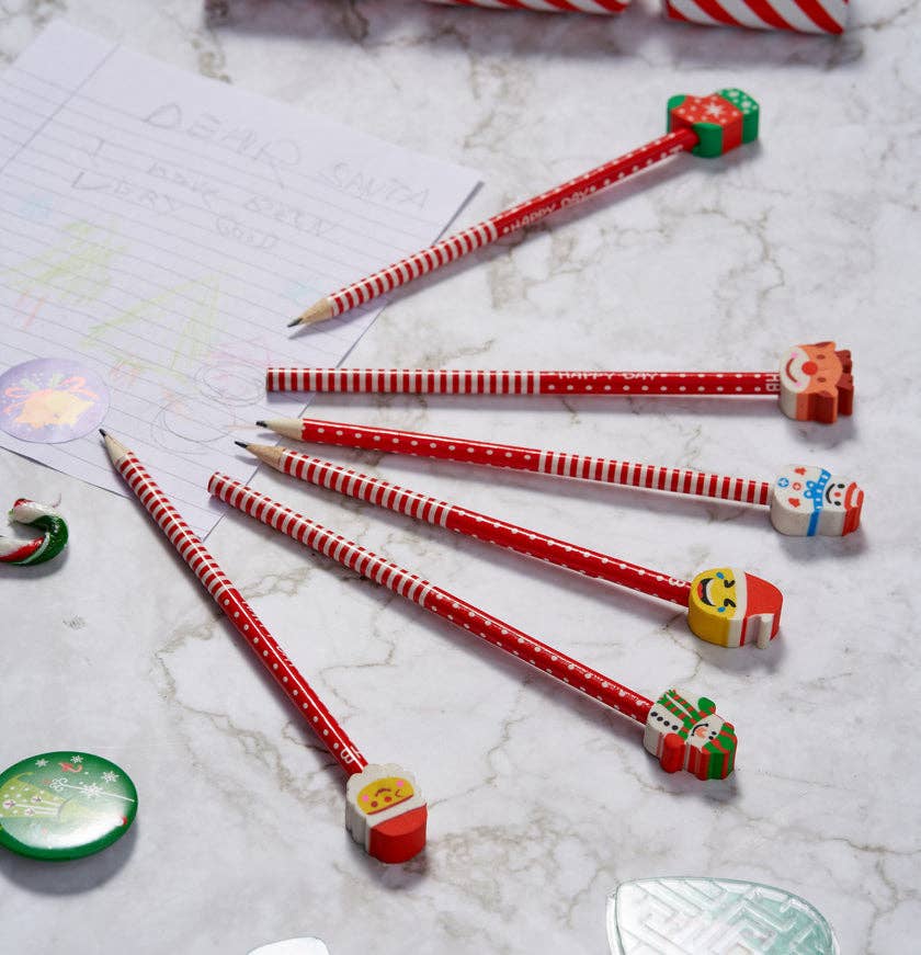 The Twiddlers – wholesale Färgad penna – 50 färgade julkritor med suddgummi i festligt tema2