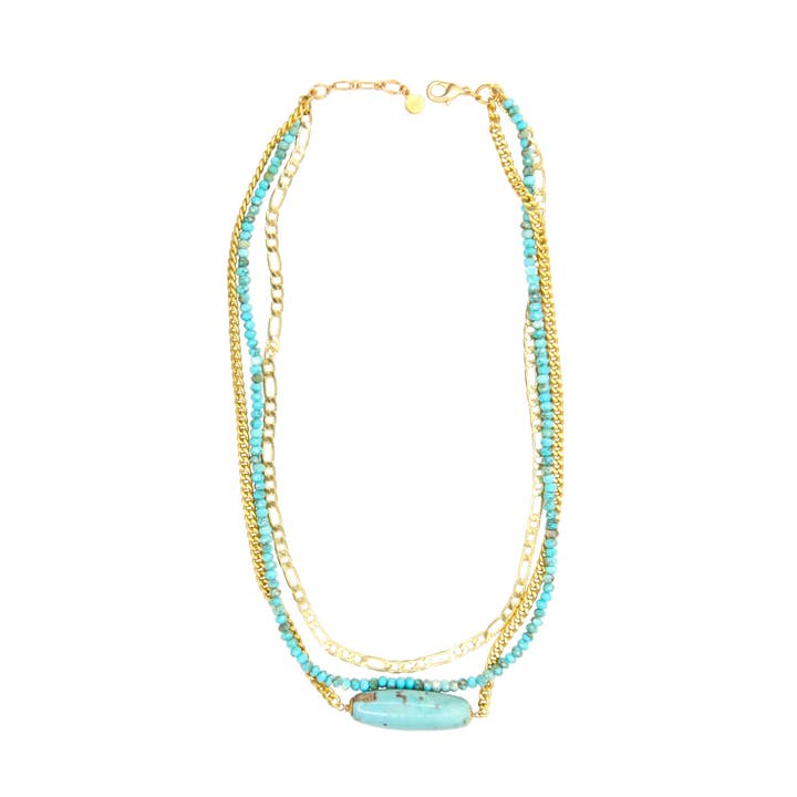 Catherine Page Jewelry - Wholesale Pendant/Charm Necklace - Palladio Triple Strand Necklace In Turquoise Blue0