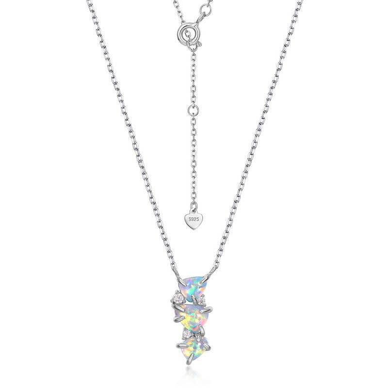 Perimade & Co. LLC - Wholesale Pendant/Charm Necklace - Three Stone Opal Pendant Necklace in 925 Sterling Silver3