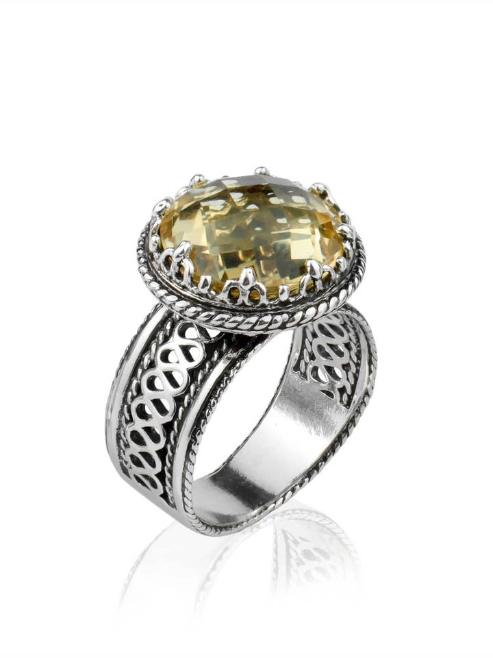 Art Citrine Gemstone Women Silver Ring for wholesale by Filigranist Jewelry