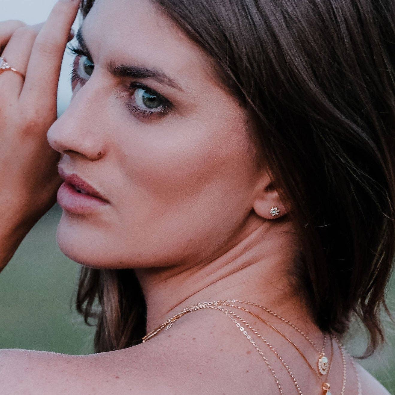 La Kaiser - Wholesale Stud/Post Earrings - Blue Opal & Diamond Daisy Studs1