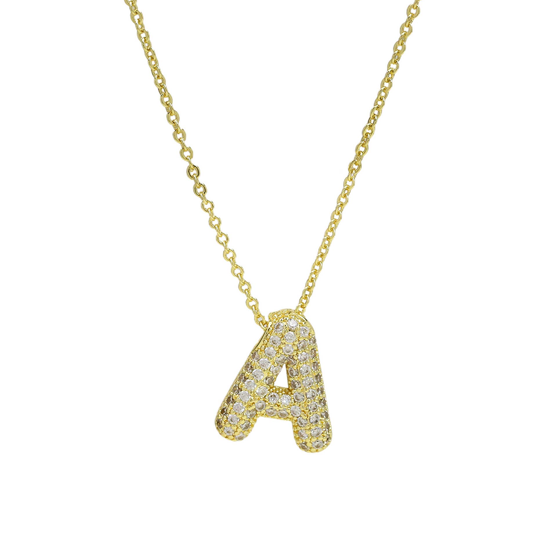 Savvy Bling - Wholesale Pendant/Charm Necklace - Initial CZ Balloon Bubble 18K Gold Necklace32