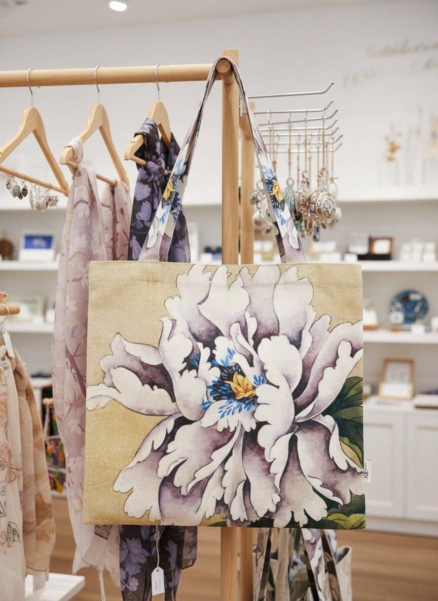 JC Sunny Fashion – Sacola - Mulher por atacado – JCFB0013 Mala de Ombro Premium Inspirada na Arte--Peónia Roxa Enpoeirada1