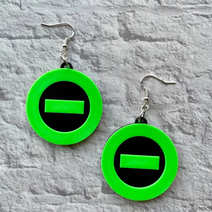 Type O Negative Statement Earrings 3D Printed for wholesale by Cryptid Craft Studio