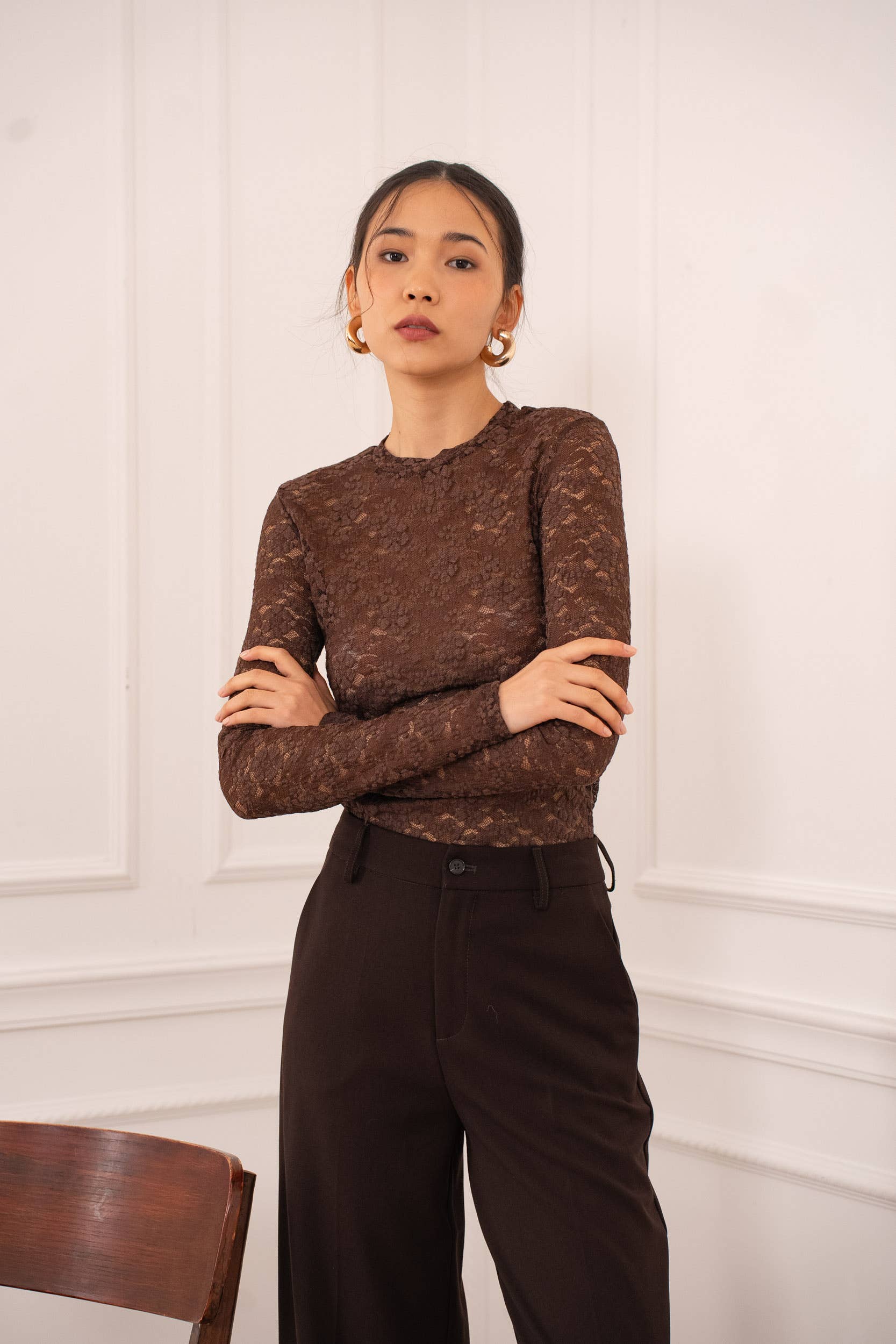 CHOKLATE PARIS - Wholesale Knit Top - Women's - Semi-transparent lace T-shirt - CK0819913