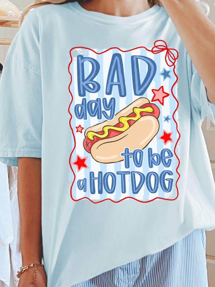 Bad Day To Be A Hot Dog Comfort Colors Adult Ring-Spun Cotton Tee for wholesale by Wholesale Accessory Market