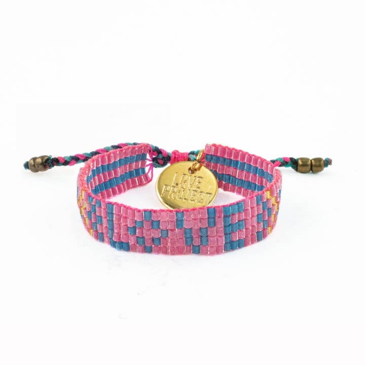 Love Is Project - Wholesale Armband met kralen - Kinderen - Rocaille LOVE armband voor kinderen - roze