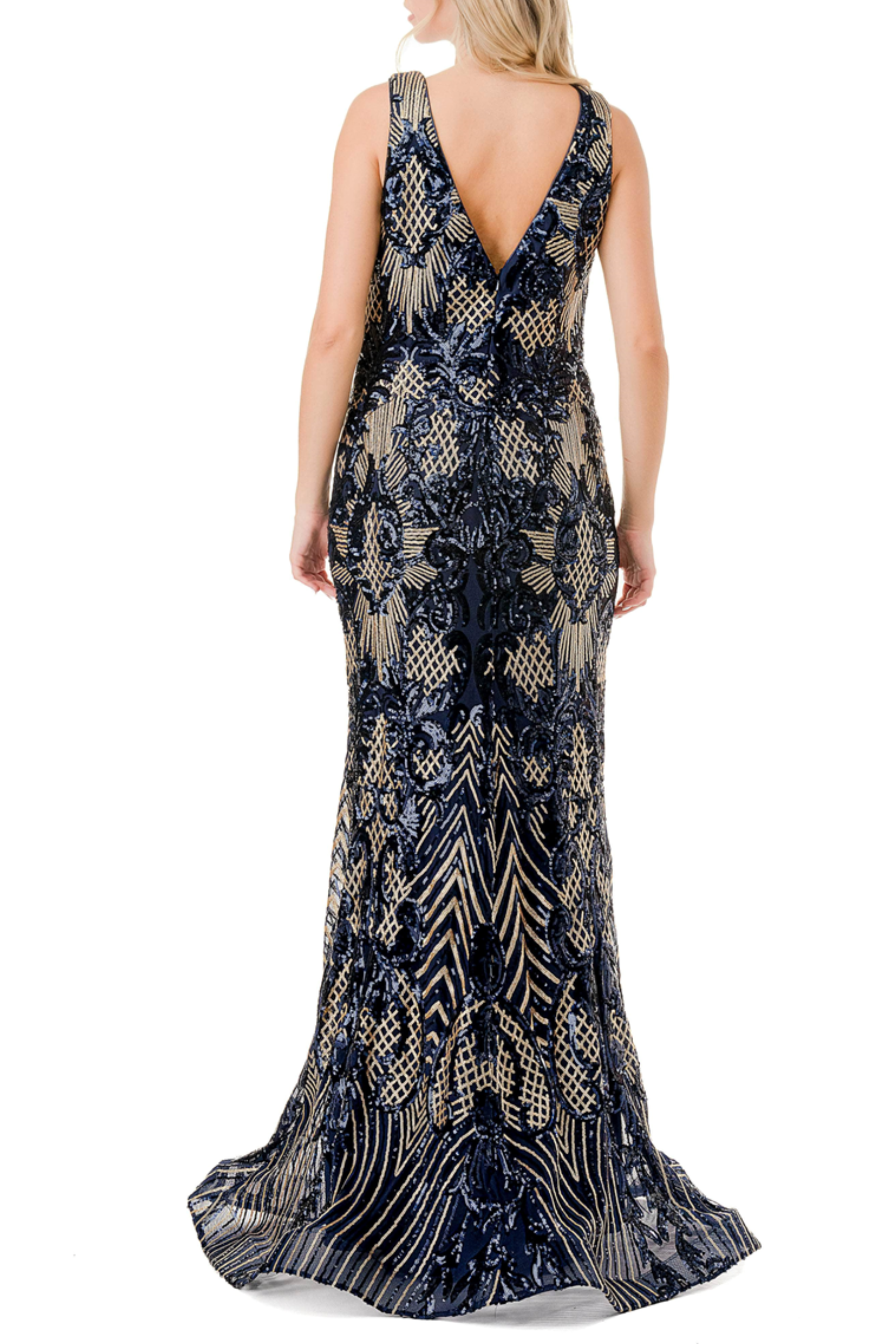 NAVY Aspeed V-Neck Sequined Evening Mermaid Dress for wholesale on Faire1