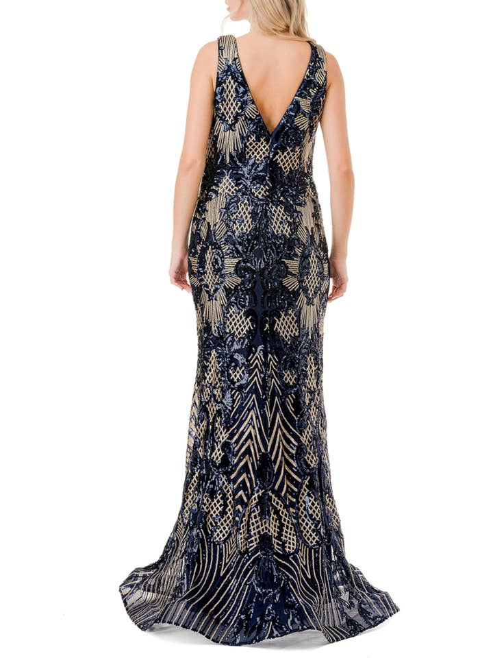 NAVY Aspeed V-Neck Sequined Evening Mermaid Dress for wholesale on Faire1
