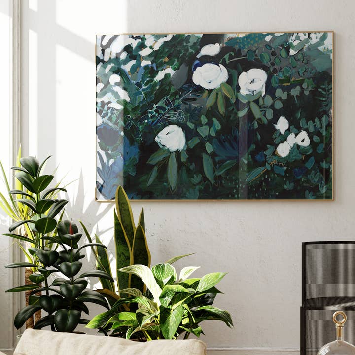 Stampa Artistica Floreale Nera, Arte da Parete Incorniciata per la vendita all'ingrosso da parte di Green Barn Studio