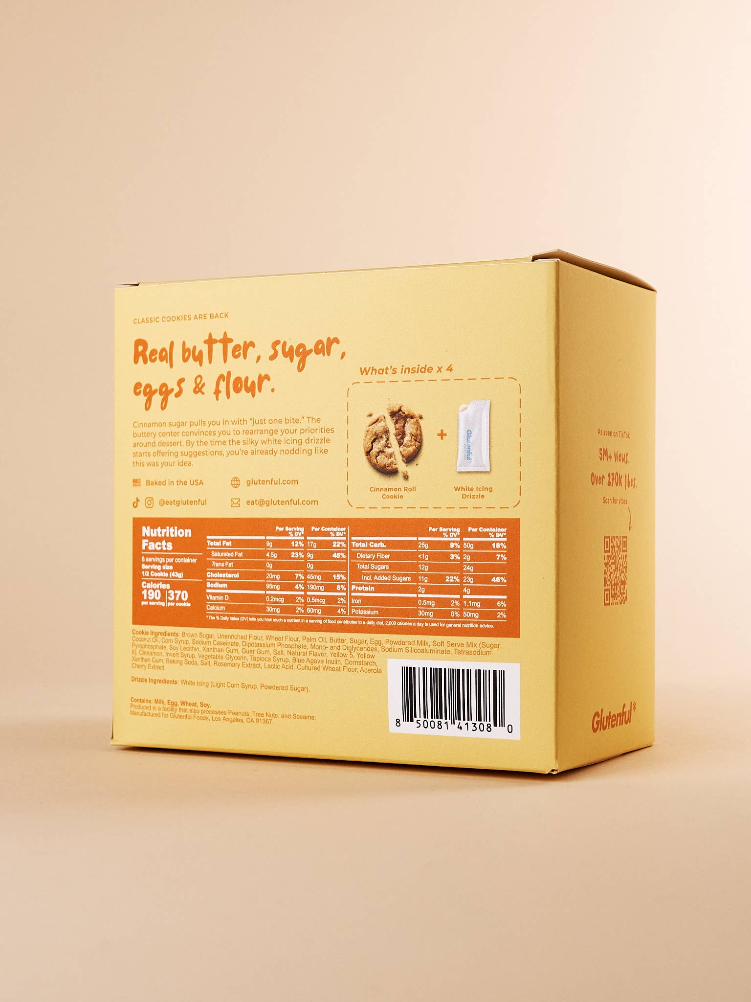 Glutenful - Wholesale Cookie - 4-Pack Cinnamon Roll Cookies with Drizzle Packets1