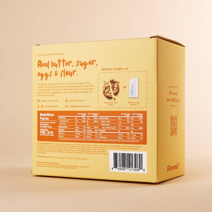 Glutenful - Wholesale Cookie - 4-Pack Cinnamon Roll Cookies with Drizzle Packets1