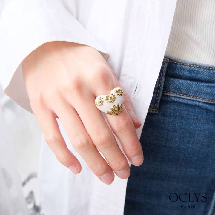 Anello cuore in acciaio inossidabile dorato Vita per la vendita all'ingrosso da parte di Oclys