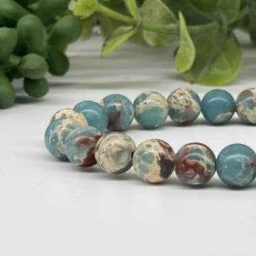 Meraki Gemstones - Wholesale Beaded Bracelet - Snake Skin Jasper Bracelet Stretchable 8mm Beads,7.5"L1