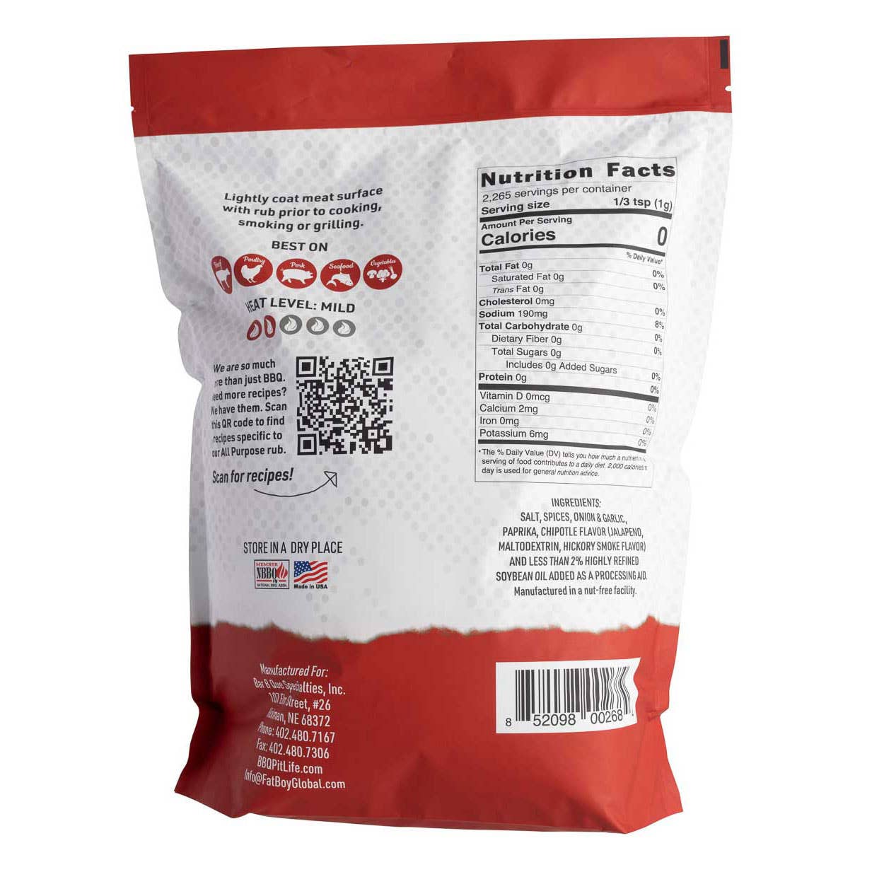 Fat Boy Natural BBQ & Hickman's BBQ - Wholesale Rub - Premium All Purpose Gluten Free Keto BBQ Rub - 5 lb1