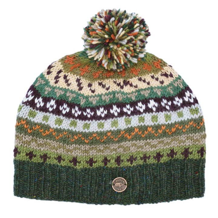 Black Yak Ltd - Wholesale Beanie - Unisex - Fair Isle Bobble Hat - Pure Wool - Knitted - Fair Trade4