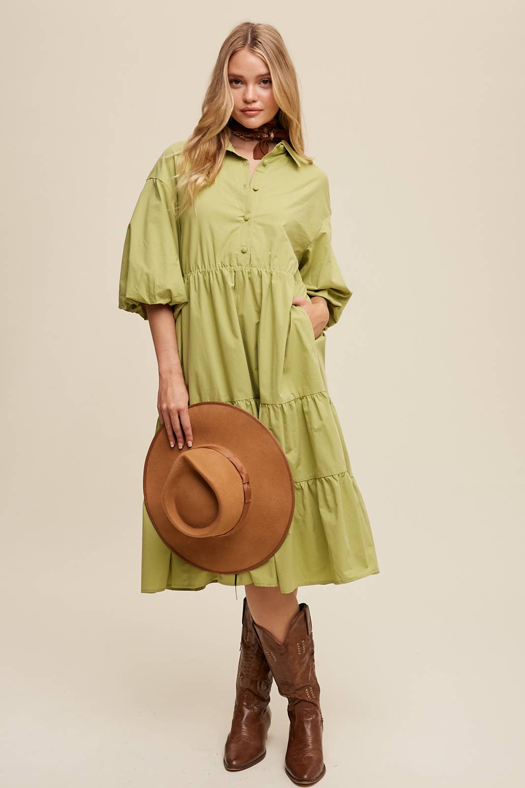 Listicle - Wholesale Dress - Women's - Tiered Poplin Shirt Dress12
