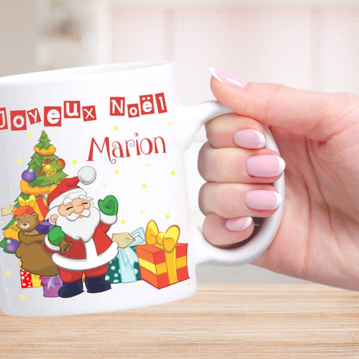 Personalised Christmas mug with first name for wholesale by Tendance Cadeau
