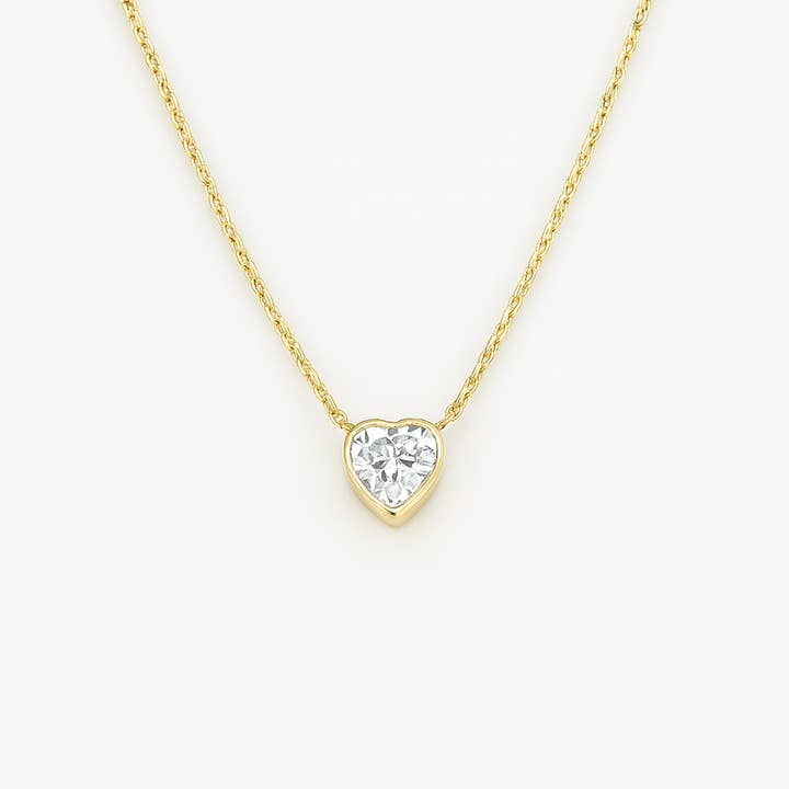 Marigold Diamond Heart Necklace | Gold Vermeil for wholesale by Ke Bella Jewelry