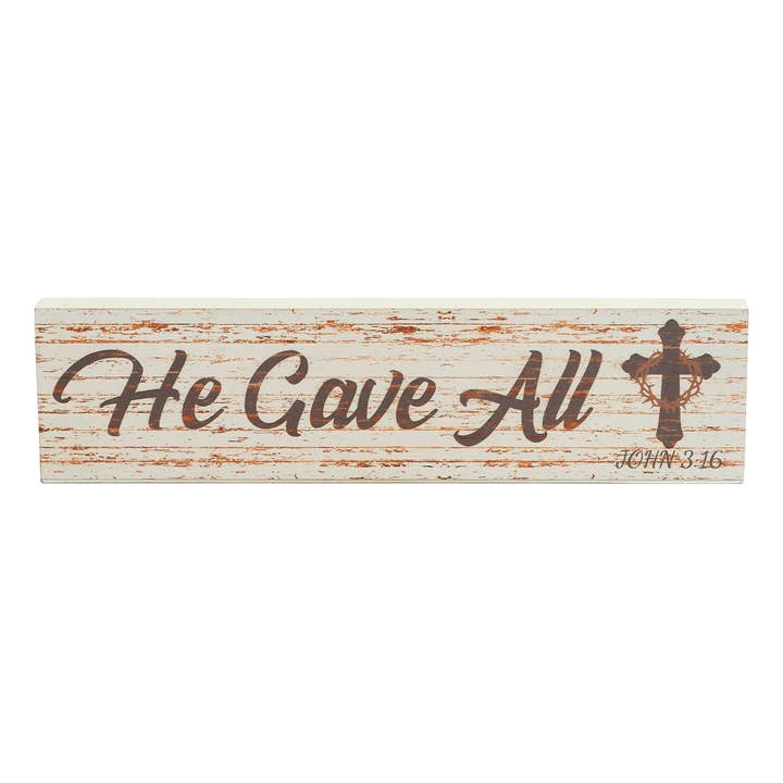 VHC Brands - Wholesale Sign - Celebrate Grace He Gave All w/ Crown Of Thorn On Cross MDF Wall Sign 2.75x11x0.75