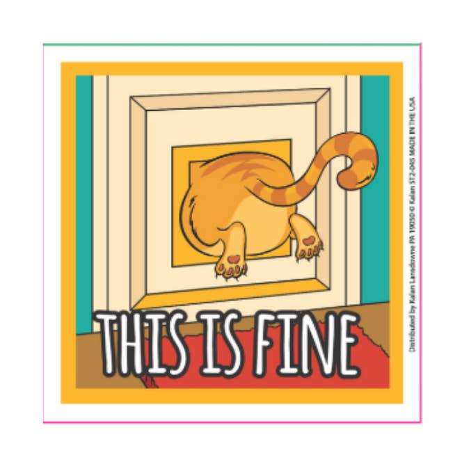 Dit is een sticker van een kat die vastzit in de deur. voor wholesale door Kalan