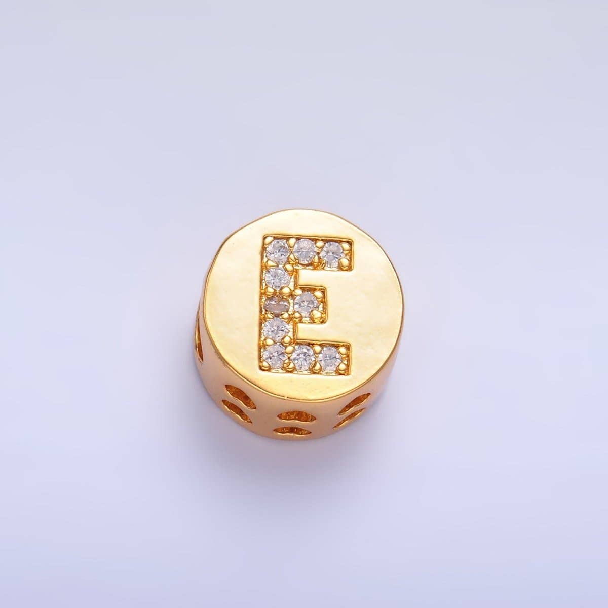 Aim Eternal - Wholesale Beads - 24K Gold Filled Alphabet Letter Micro Paved CZ Round Bead | A1526 - A15384