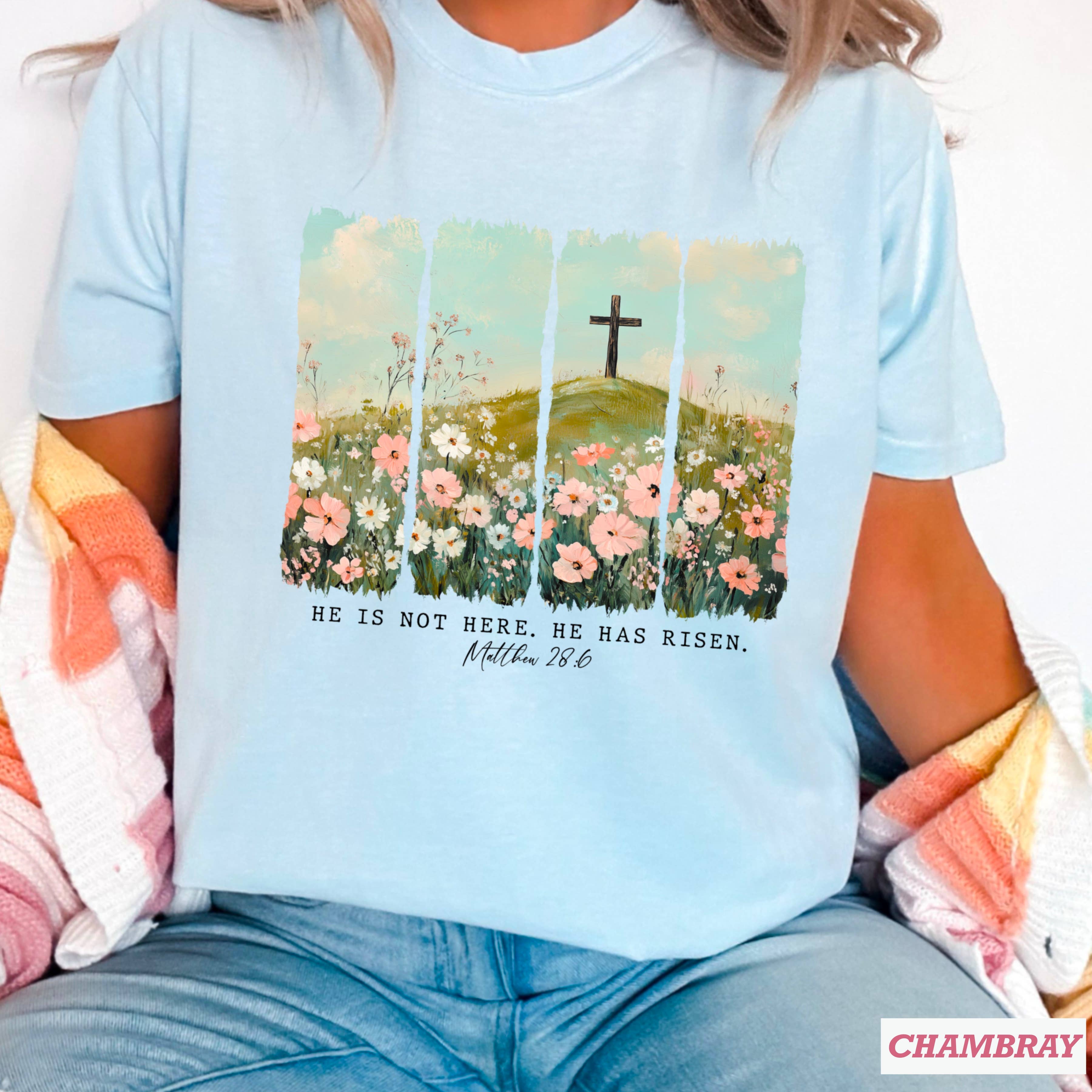 Shoppe SHC – wholesale T-shirt med logga - Dam – Han har uppstått | Påsktröja | Comfort Colors8