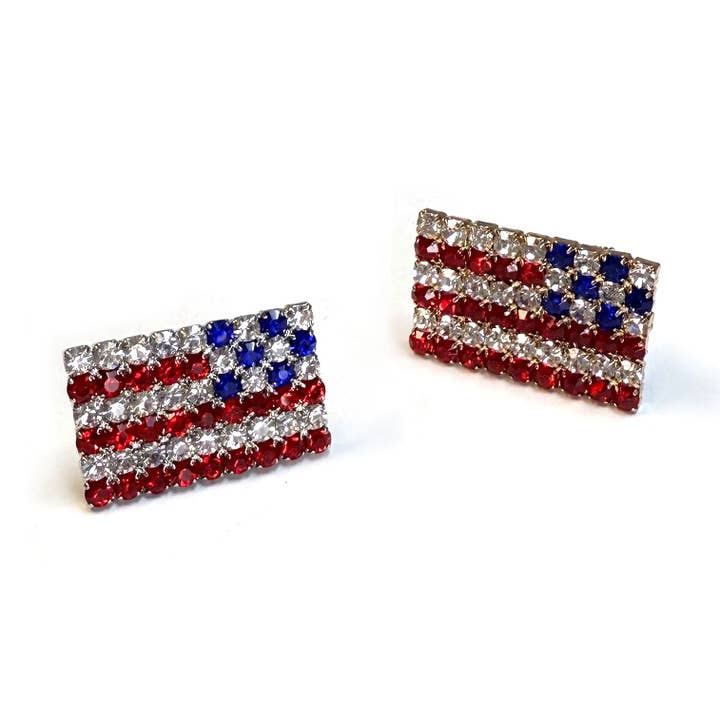 StarryNYC - Venta al por mayor Broches - Broche de esmalte patriótico americano con bandera de EE. UU. de pedrería0