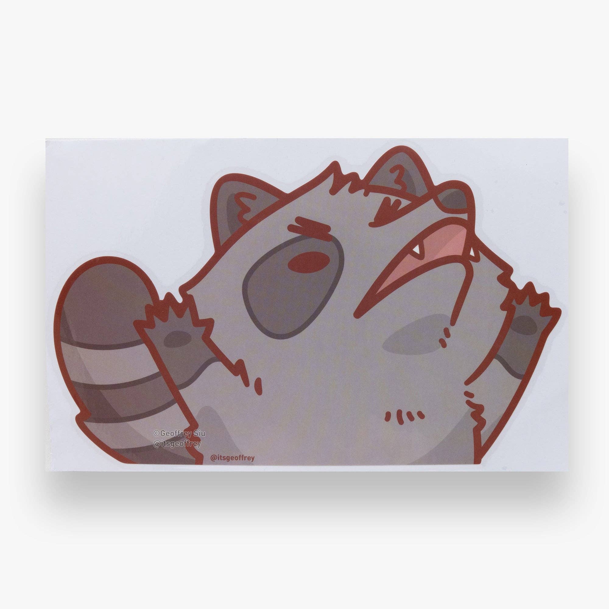 Geoffrey Siu Art LLC - Wholesale Sticker - Raccoon Die Cut Vinyl Peeker Sticker (6.5")0