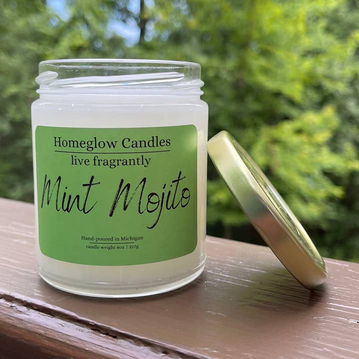 Mojito Menta - 8oz. Vela de Frasco de Vidro por atacado de Homeglow Candles