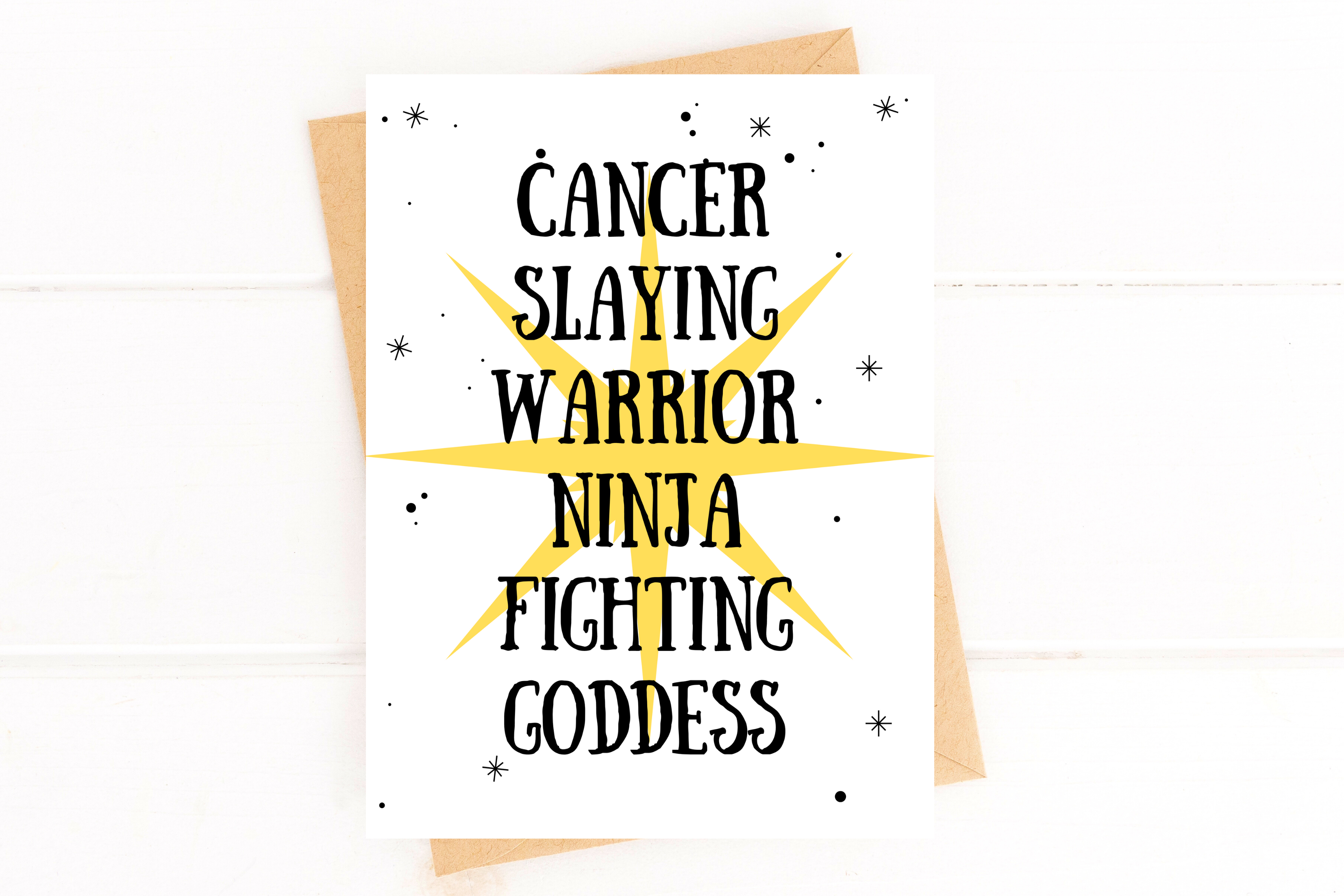 Five Dot Post – wholesale Encouragement card – Cancer Slaying Warrior Ninja Fighting Goddess Cancer Card1