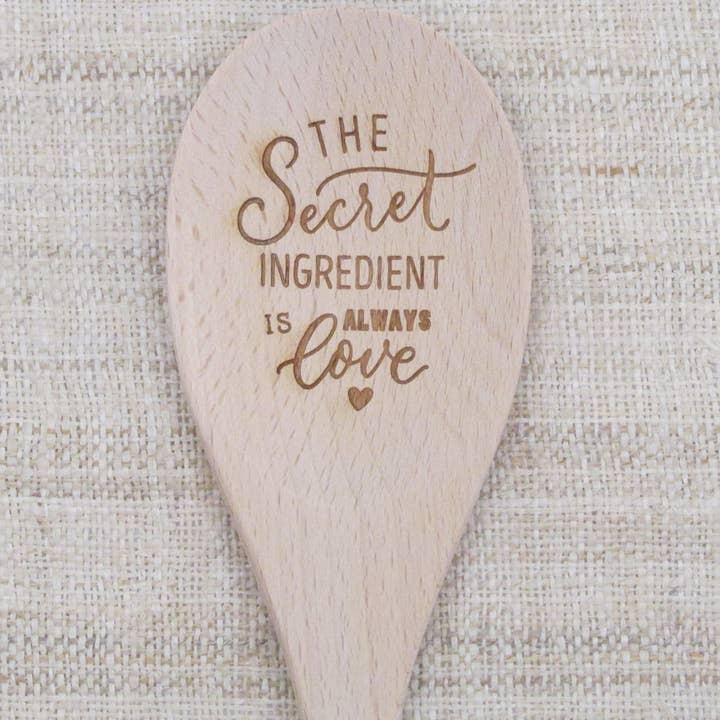 Engraved Wooden Spoon - Secret Ingredient is Love - 2 for wholesale by Memories for Life