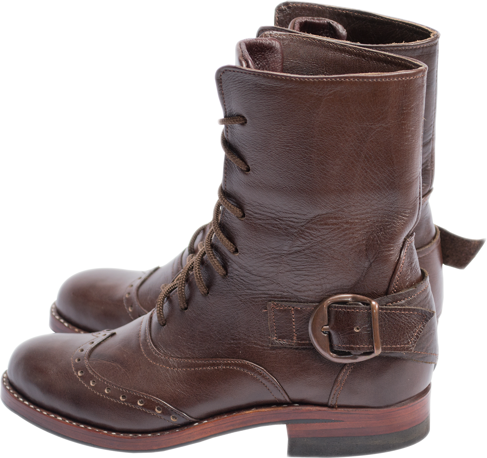 Atitlan Leather - Vendita all'ingrosso Anfibi/stivali militari - Donna - Stivaletti Vittoriani in Pelle Marrone8