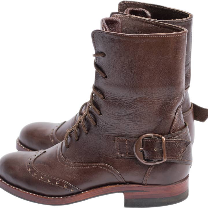 Atitlan Leather - Wholesale Combat/Military Boots - Women’s - Brown Leather Victorian Ankle Boots8