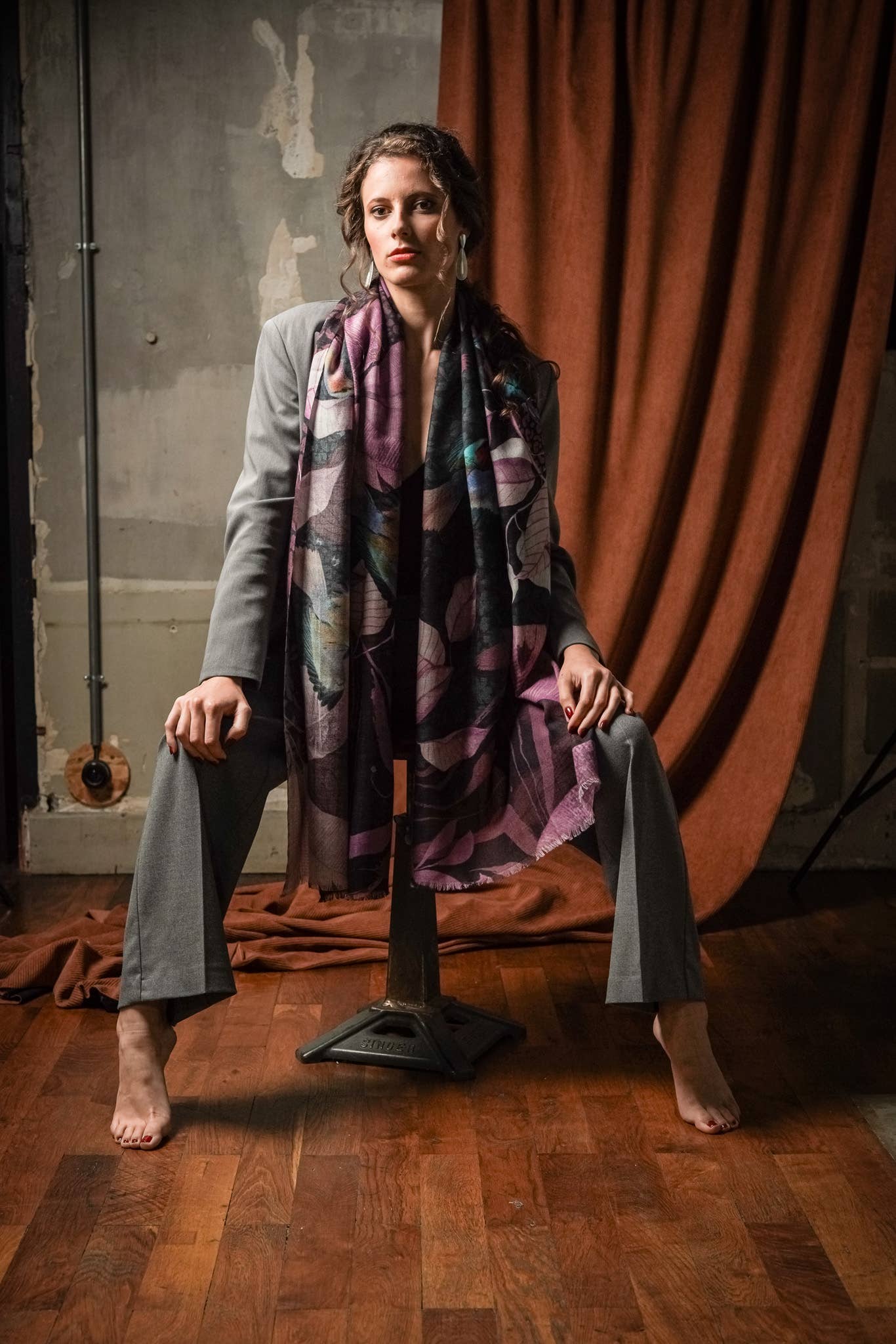 FST le french studio – Engroshandel Tørklæde - Dame – Stor kashmir tørklæde LAURIER AMETHYST2