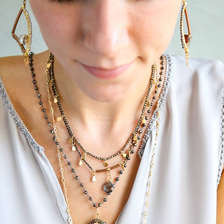 Catherine Page Jewelry - Wholesale Link & Chain Necklace - James Short Layering Necklace in Silver Pyrite1