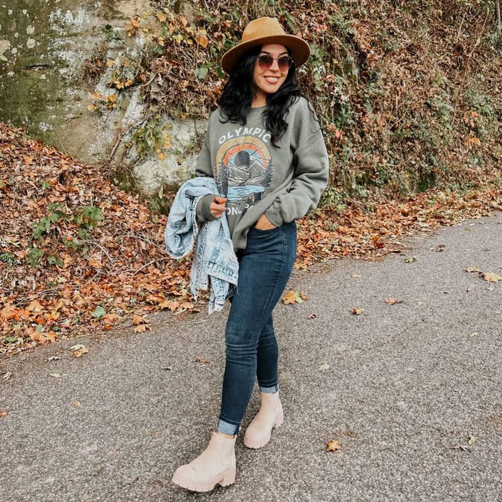 Military Green Olympic National Park Sweatshirt for wholesale on Faire2