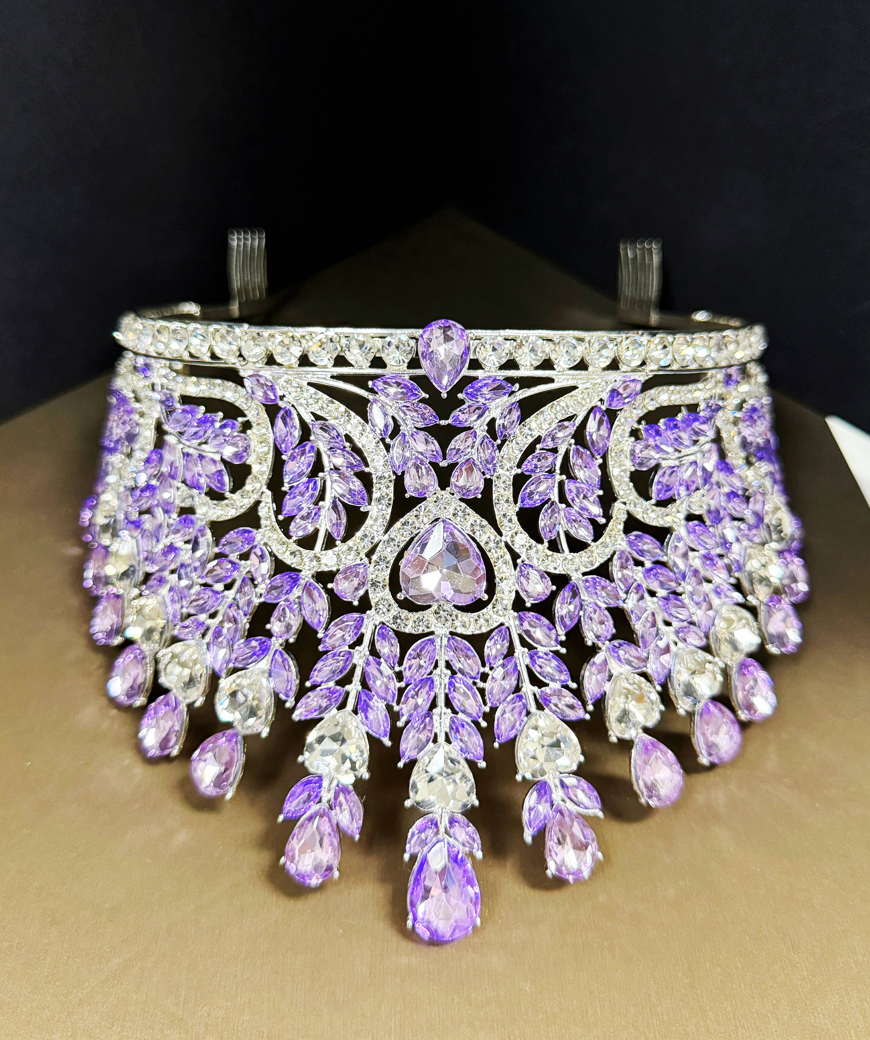 Happy Dream Gifts - Wholesale Tiara - Women's - Pageant Crown, Bridal Headpiece, Purple Crystal Silver Crown8