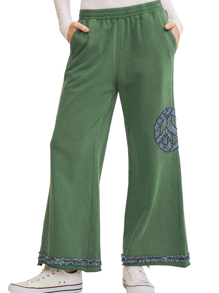 Tvättade French Terry Peace Byxor för wholesale av Vanilla Monkey