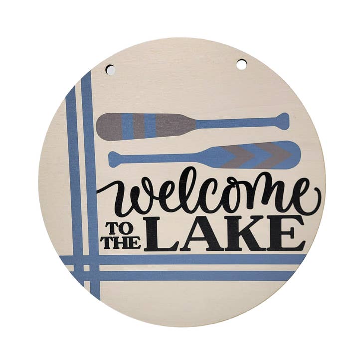 Welcome To The Lake 12 In. Circle Sign With Rope Hanger for wholesale by Home Accents By Driftless