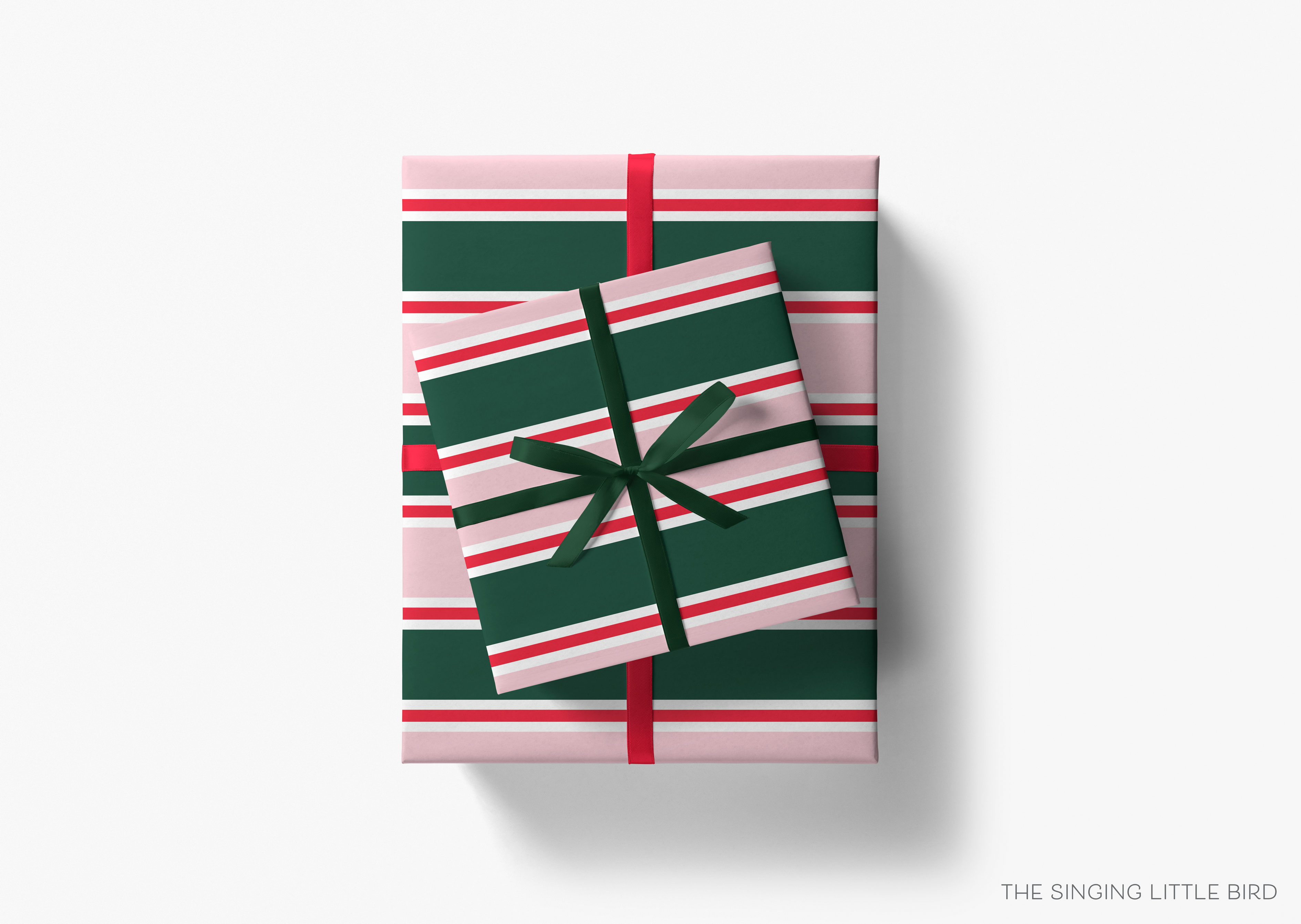 Liesel Anne Studios - Wholesale Flat Wrap - Green, Blush and Red Holiday Gift Wrap [Individual Sheets]2